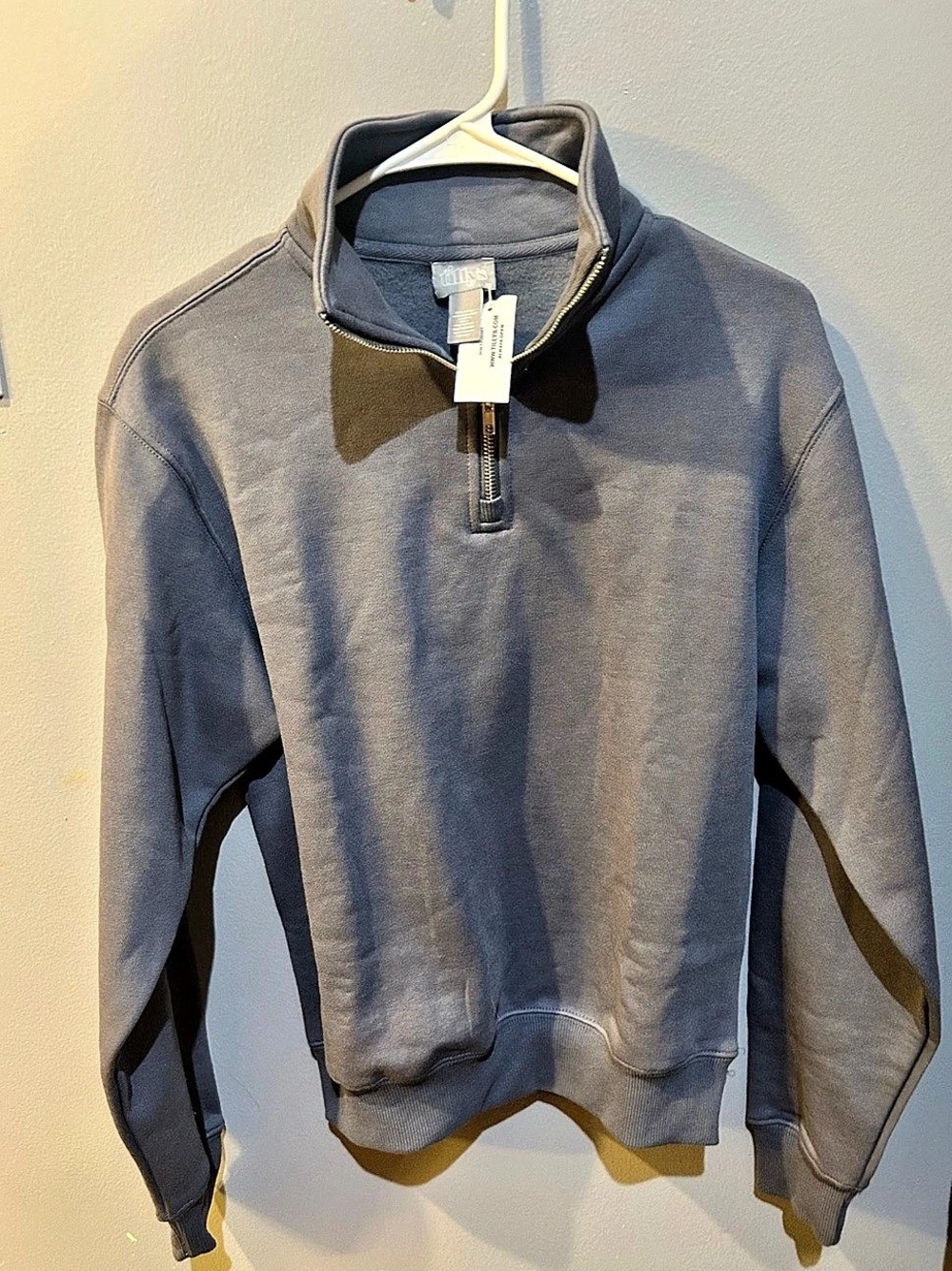 Tillys Men's Quarter-Zip Pullover in blue/gray NWT